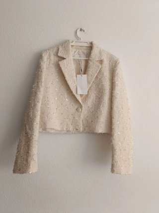 Blazer corta Zara Desflecada abalorios Talla M