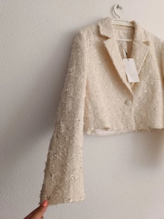 Blazer corta Zara Desflecada abalorios Talla M