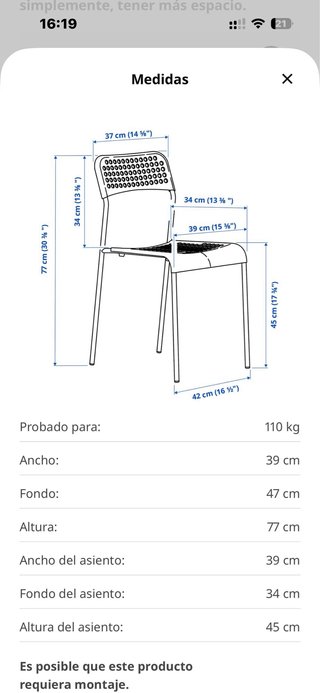 Silla Ikea Sandsberg Azul