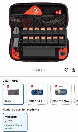 Funda Nintendo Switch gris con asa