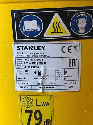 Compresor Stanley 50L Amarillo