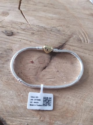 Pulsera Pandora Corazón Dorado 17cm