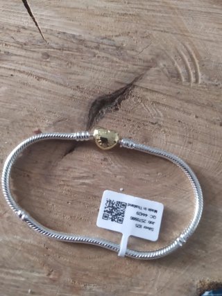 Pulsera Pandora Corazón Dorado 17cm