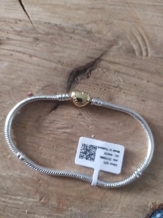 Pulsera Pandora Corazón Dorado 17cm