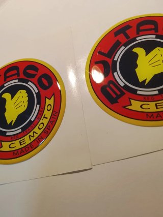 2 pegatinas BULTACO Gota de resina 6cm (Roja)