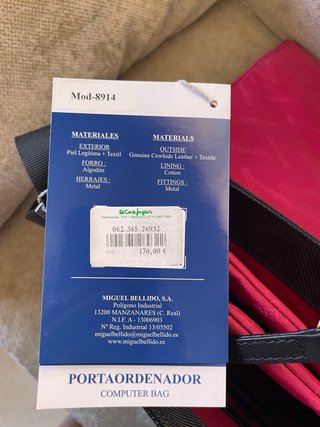 Porta ordenador piel y textil Miguel Bellido nuevo