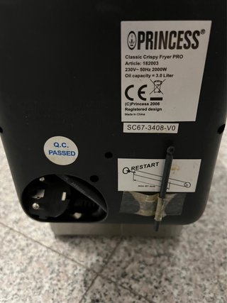 Freidora Princess 3L 2000W Acero Inox