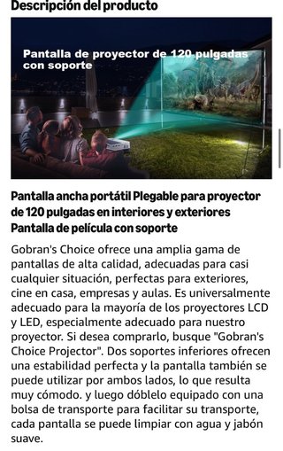Pantalla Proyector Portátil 120 4KHD- Sin estrenar