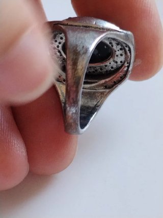 Anello ossidiana nera con inclusioni bianche