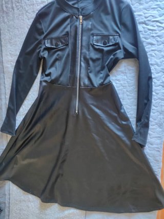 Vestido SHEIN Negro Cremallera Cuero