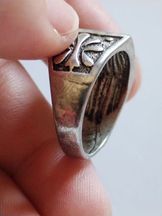 Anello Uomo Onice Nero Argentato Acciaio
