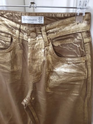 Pantalones Stradivarius Dorados Talla 32
