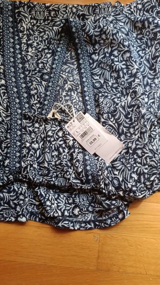 Vestido largo estampado azul y blanco