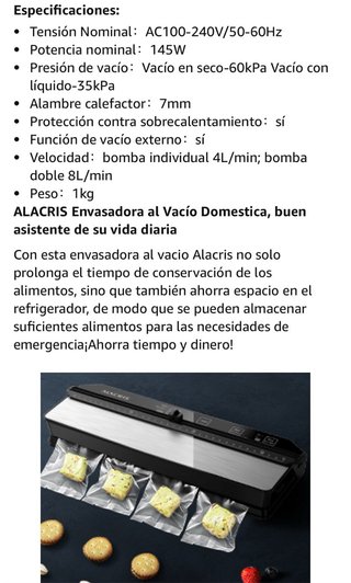 Envasadora al vacío 5 en 1 · Nuevo a estrenar