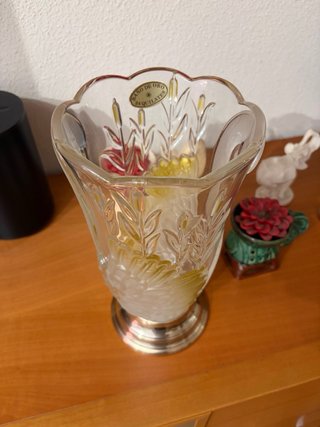 Jarrón Cisnes Cristal y Metal