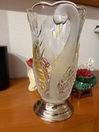 Jarrón Cisnes Cristal y Metal