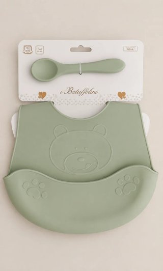 Bavaglino e cucchiaio in silicone i Battuffolini