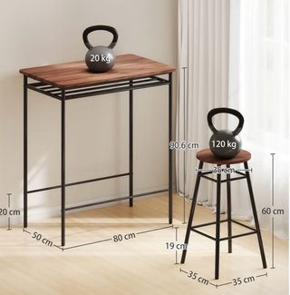 Mesa alta cocina con 2 taburetes