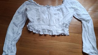 Crop top blanco manga larga