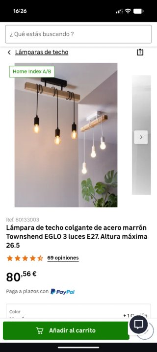 Lámpara Techo Madera y Metal 3 Bombillas