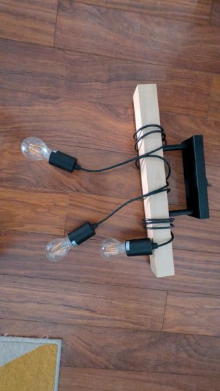 Lámpara Techo Madera y Metal 3 Bombillas
