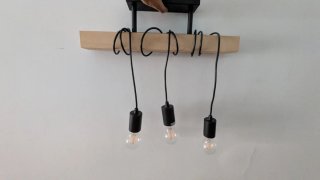 Lámpara Techo Madera y Metal 3 Bombillas