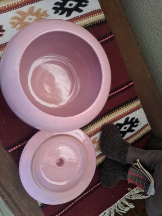 Biscottiera Vitali Deruta rosa ceramica