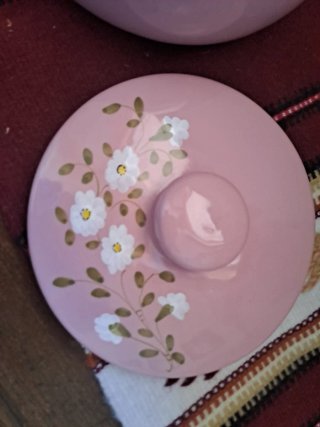 Biscottiera Vitali Deruta rosa ceramica