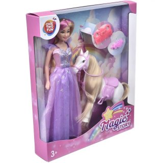 Muñeca Princesa con Unicornio y Accesorios