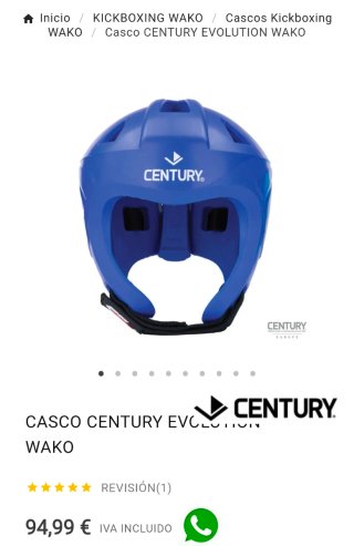 Casco Kickboxing Century EvoluWAKO usado 2 veces