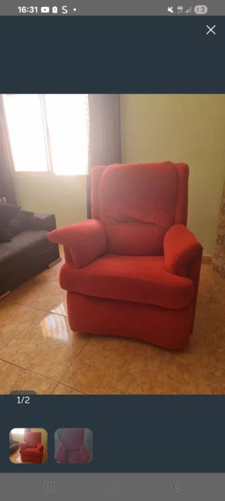 Sillón relax rojo de tela