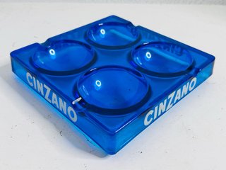 Cinzano cenicero azul cristal grueso 4 huecos
