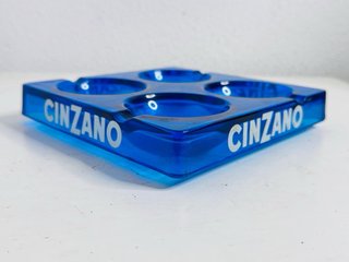 Cinzano cenicero azul cristal grueso 4 huecos