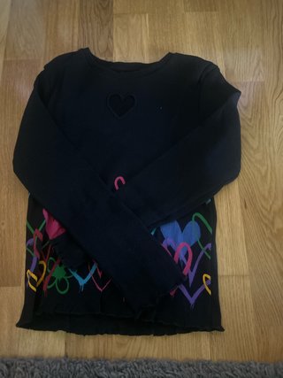 Camiseta Negra Corazón Transparente Talla 9-10