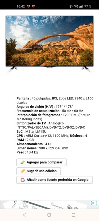 TV LG 40 4K IPS Edge LED