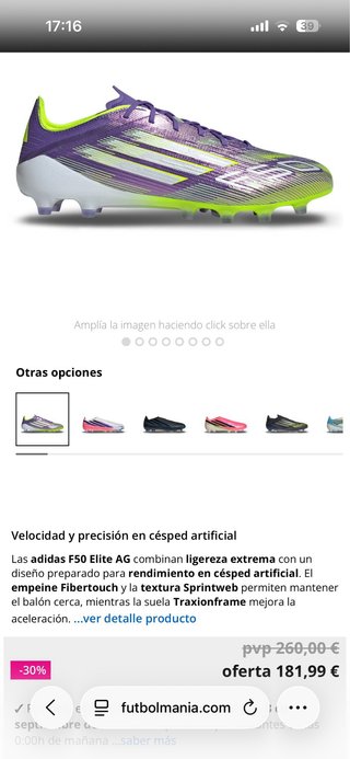 Zapatillas futbol - ADIDAS F50 ELITE AG