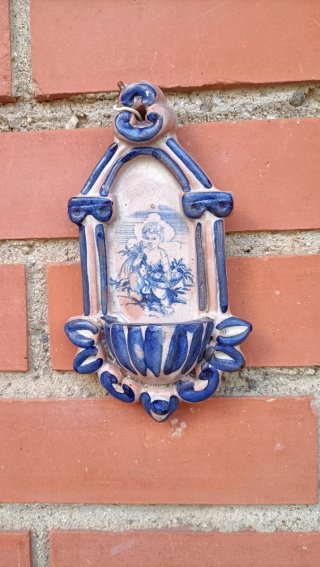 Acquasantiera Caltagirone Ceramica Blu