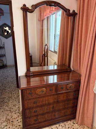 Juego de dormitorio madera oscura