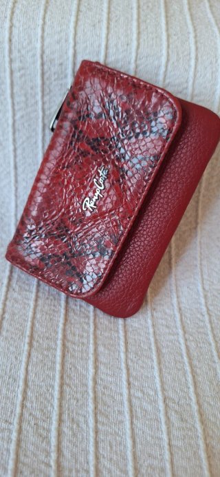 Cartera Monedero Piel Renzo Costa Roja Serpiente