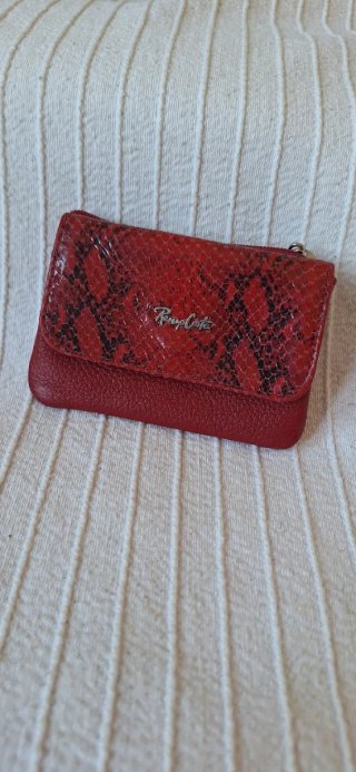 Cartera Monedero Piel Renzo Costa Roja Serpiente