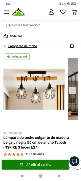 Lámpara Colgante Madera/Metal Negro Tabodi INSPIRE
