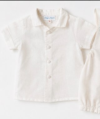 Conjunto Lino Ceremonia Bebé Cap-Ras Blanco 00