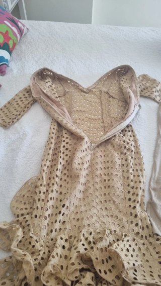Vestido Flamenca Beige Perforado de talla S a M