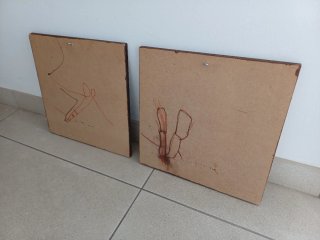 Pareja Cuadros Querubines Rafael Vintage Madera