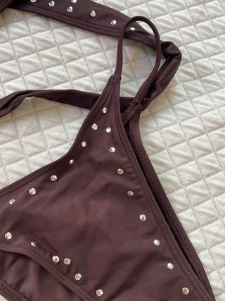 Bañador bikini marrón con pedrería
