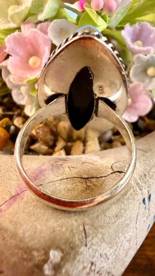 Anillo Plata 925 Ópalo Doble azul Hecho a Mano