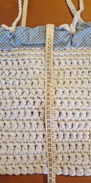 Bolso Trapillo Crochet Azul y Blanco