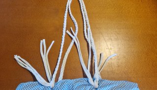 Bolso Trapillo Crochet Azul y Blanco