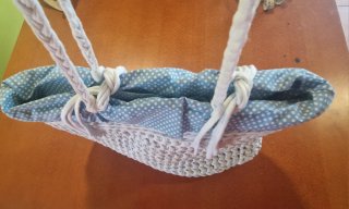 Bolso Trapillo Crochet Azul y Blanco