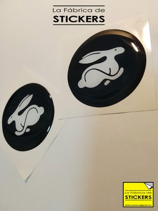 2 Pegatinas VOLKSWAGEN RABBIT 5cm Gota resina b/n